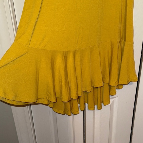 LuLaRoe Maurine Ruffle Flowy Midi Dress Size Extra Small Business Casual Golden - Picture 4 of 9